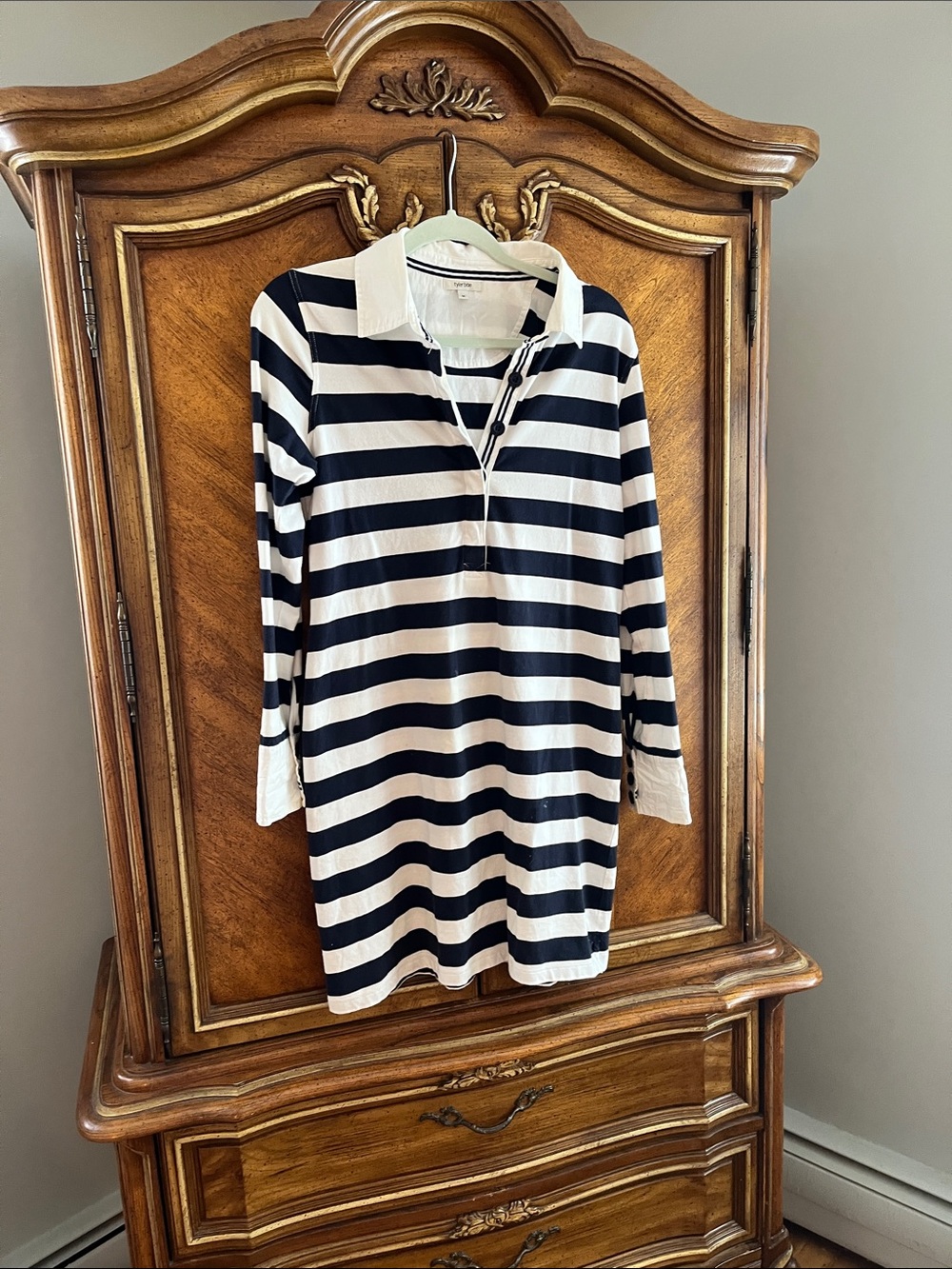 Tyler Boe Navy & White Striped Polo Tunic Dress
